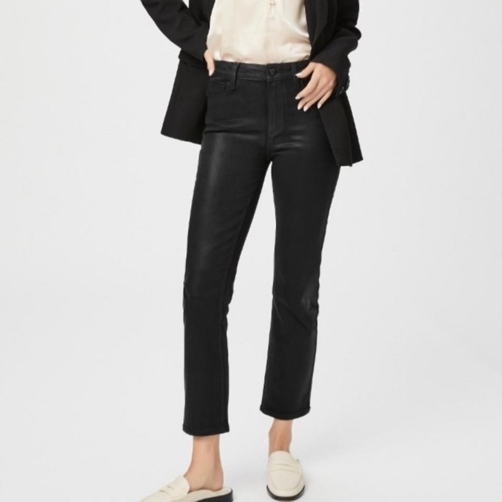 PAIGE Coated Cindy Jeans Size 27 Black Fog Luxe Coating